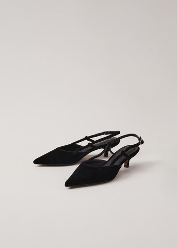 Phase Eight Velvet Slingback Kitten Heels Black Australia | AV2107469